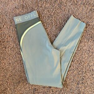 Aerie Sage Leggings with White Accents